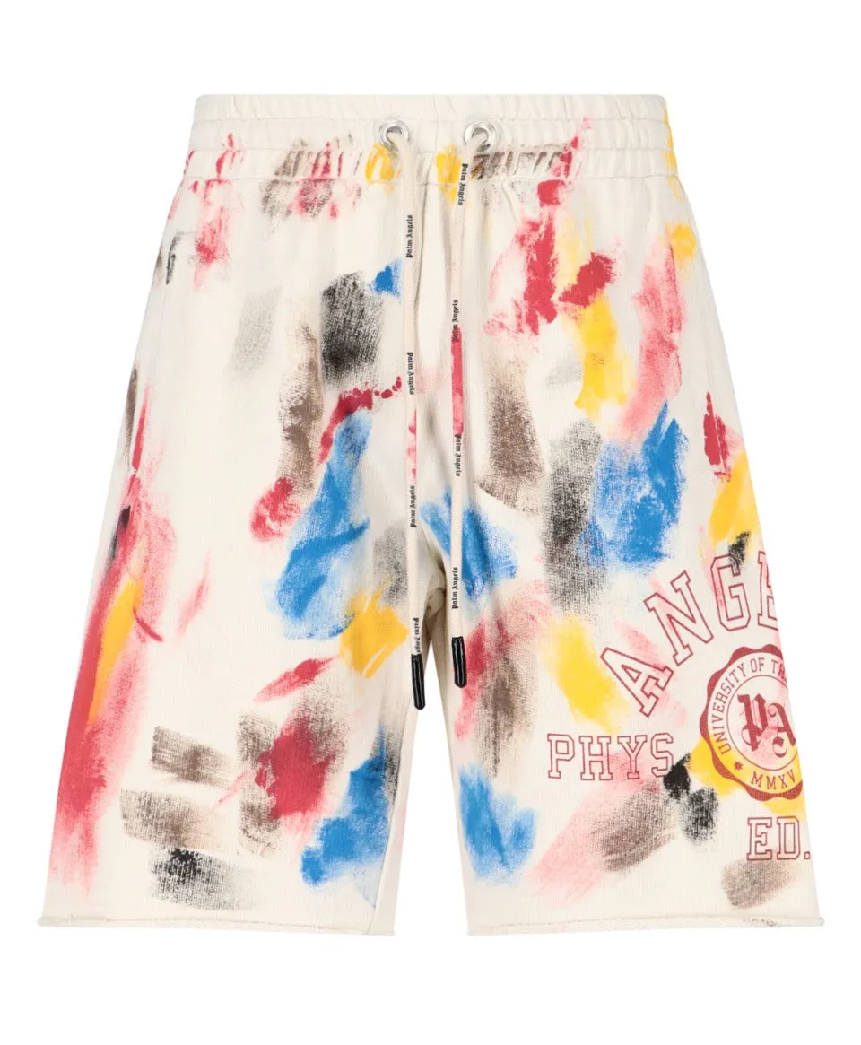 Palm Angels Paint-Effect Drawstring College Track Shorts