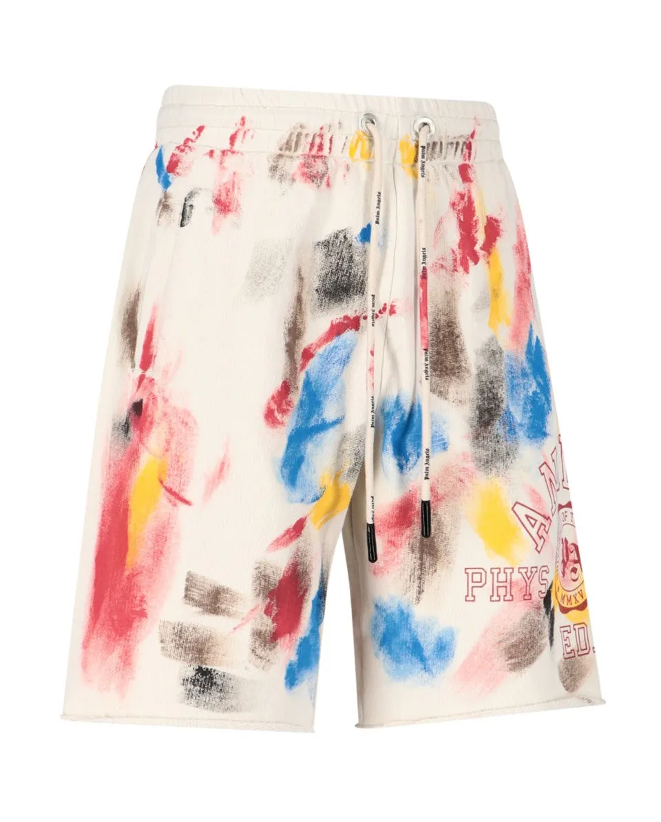Palm Angels Paint-Effect Drawstring College Track Shorts