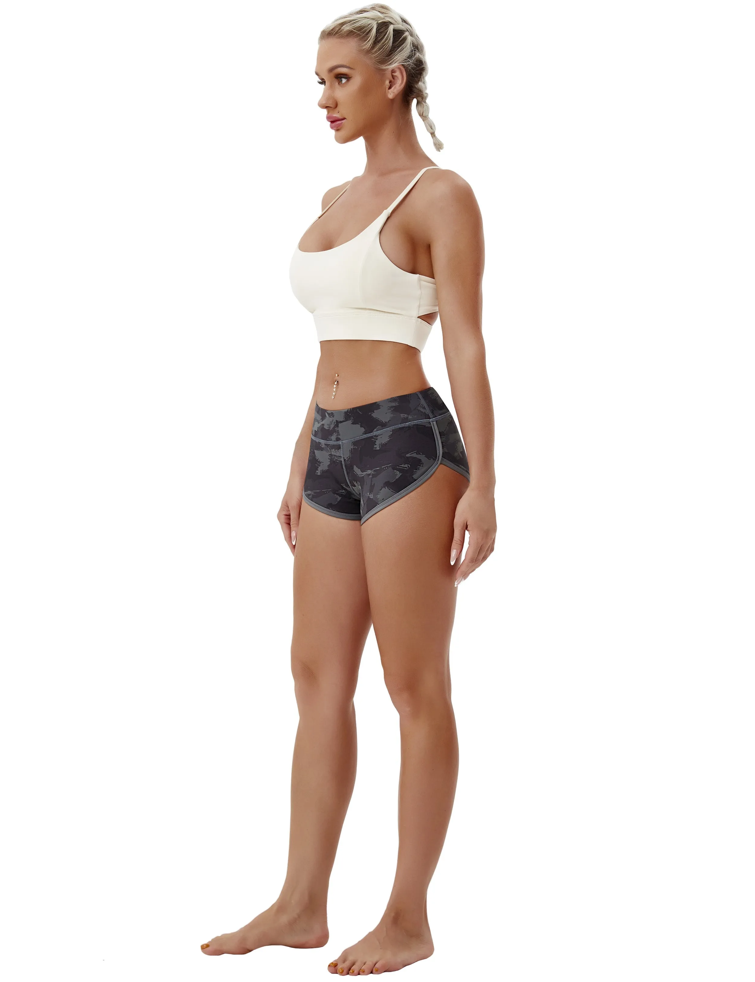 Printed Booty Gym Shorts dimgray brushcamo_Gym