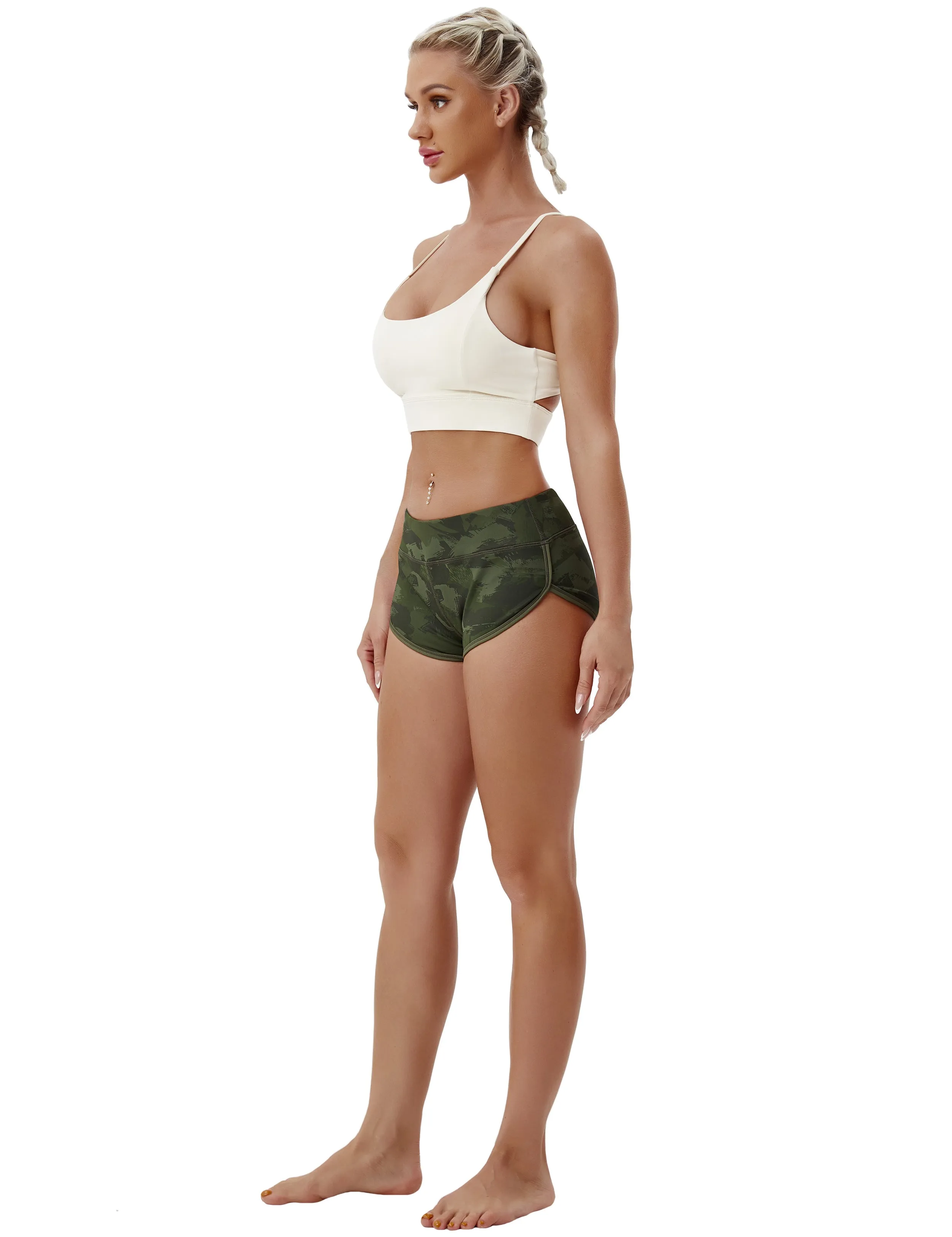 Printed Booty Jogging Shorts green brushcamo_Jogging