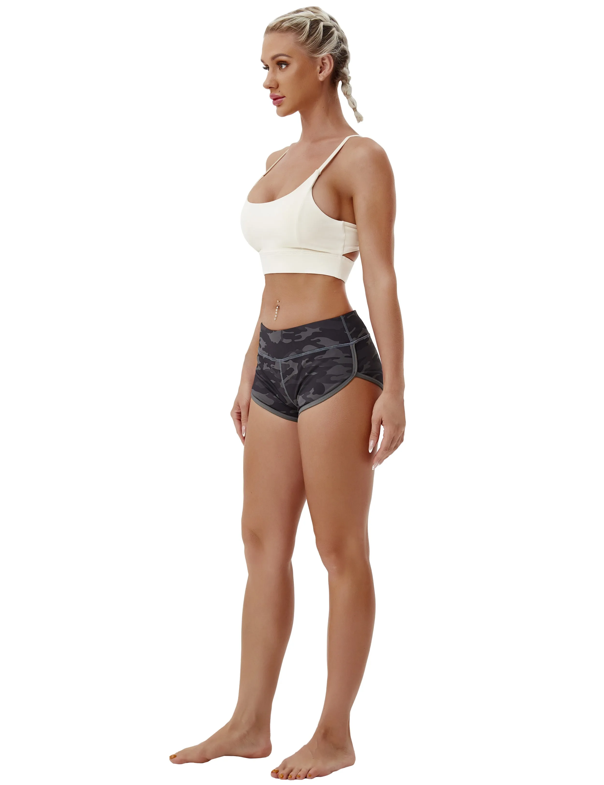 Printed Booty Pilates Shorts dimgray camo_Pilates
