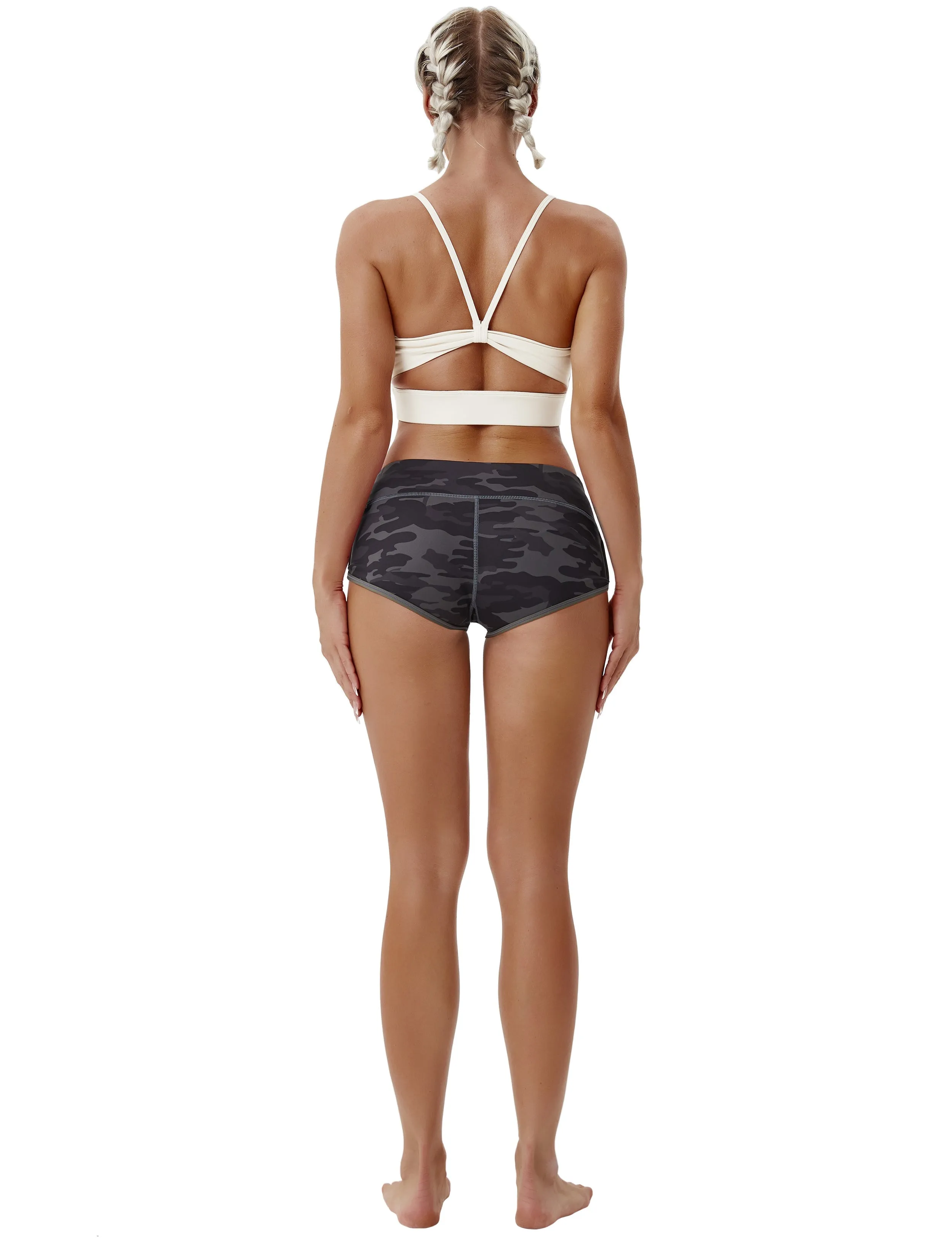 Printed Booty Pilates Shorts dimgray camo_Pilates