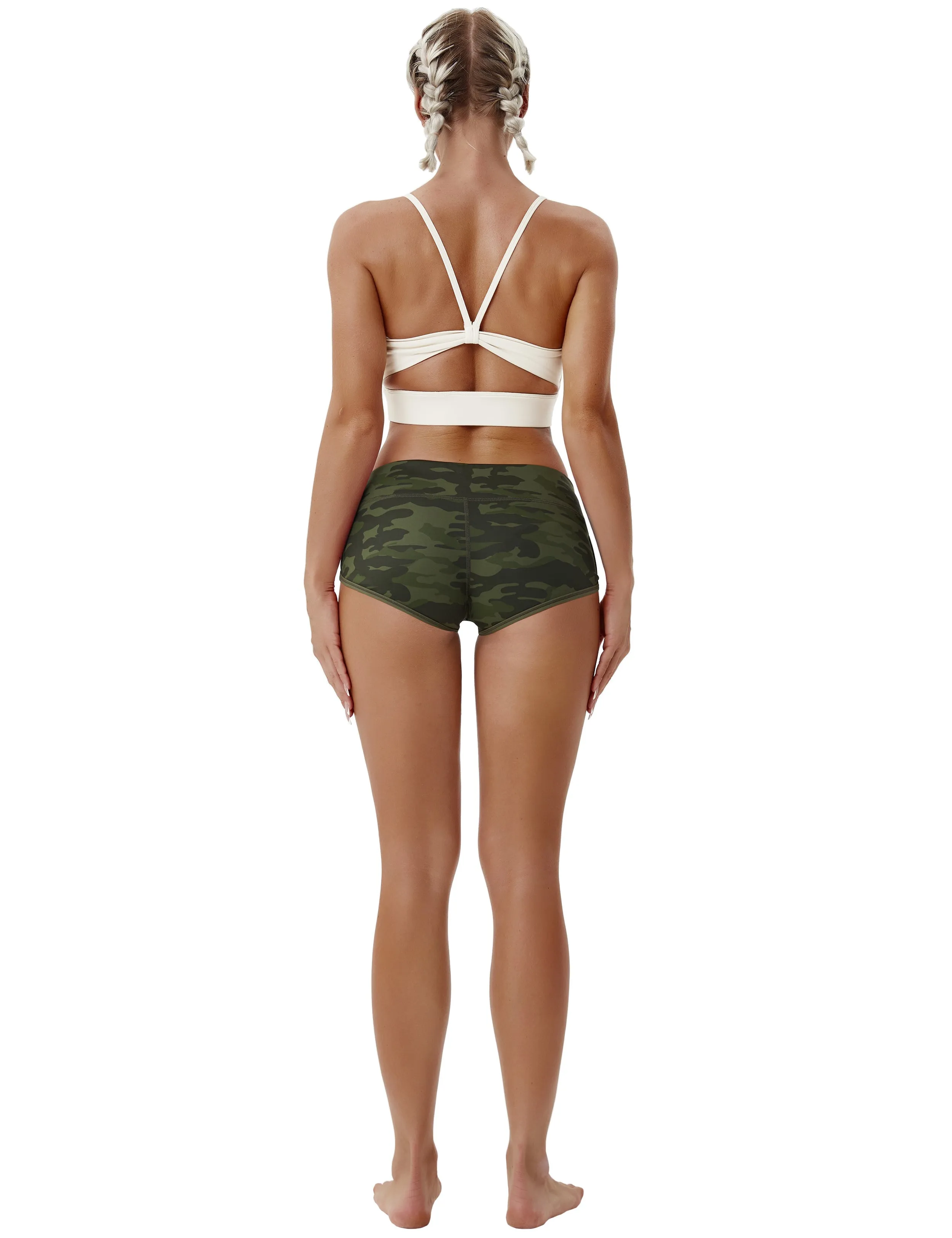 Printed Booty Plus Size Shorts green camo_Plus Size