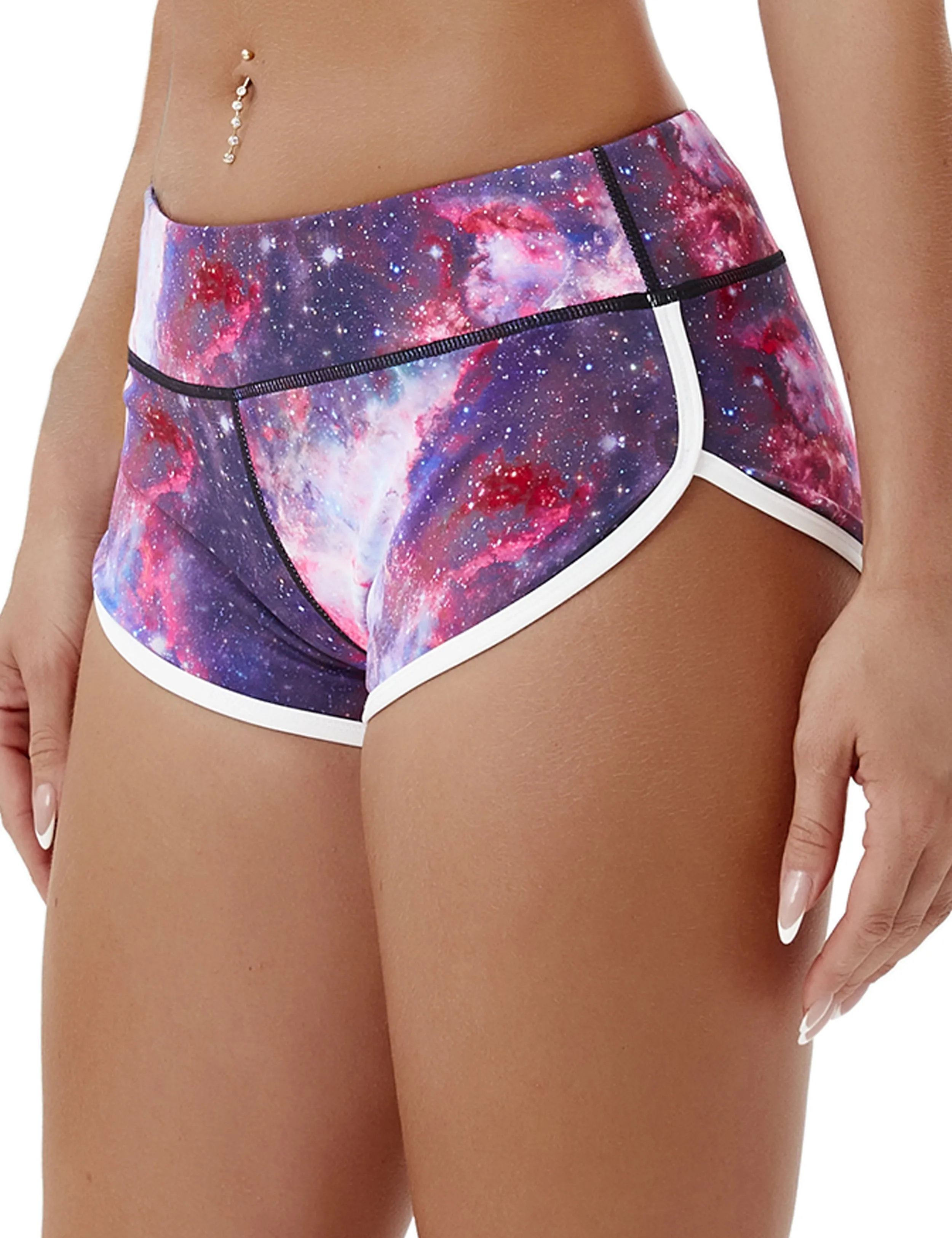 Printed Booty Running Shorts galaxy_Running