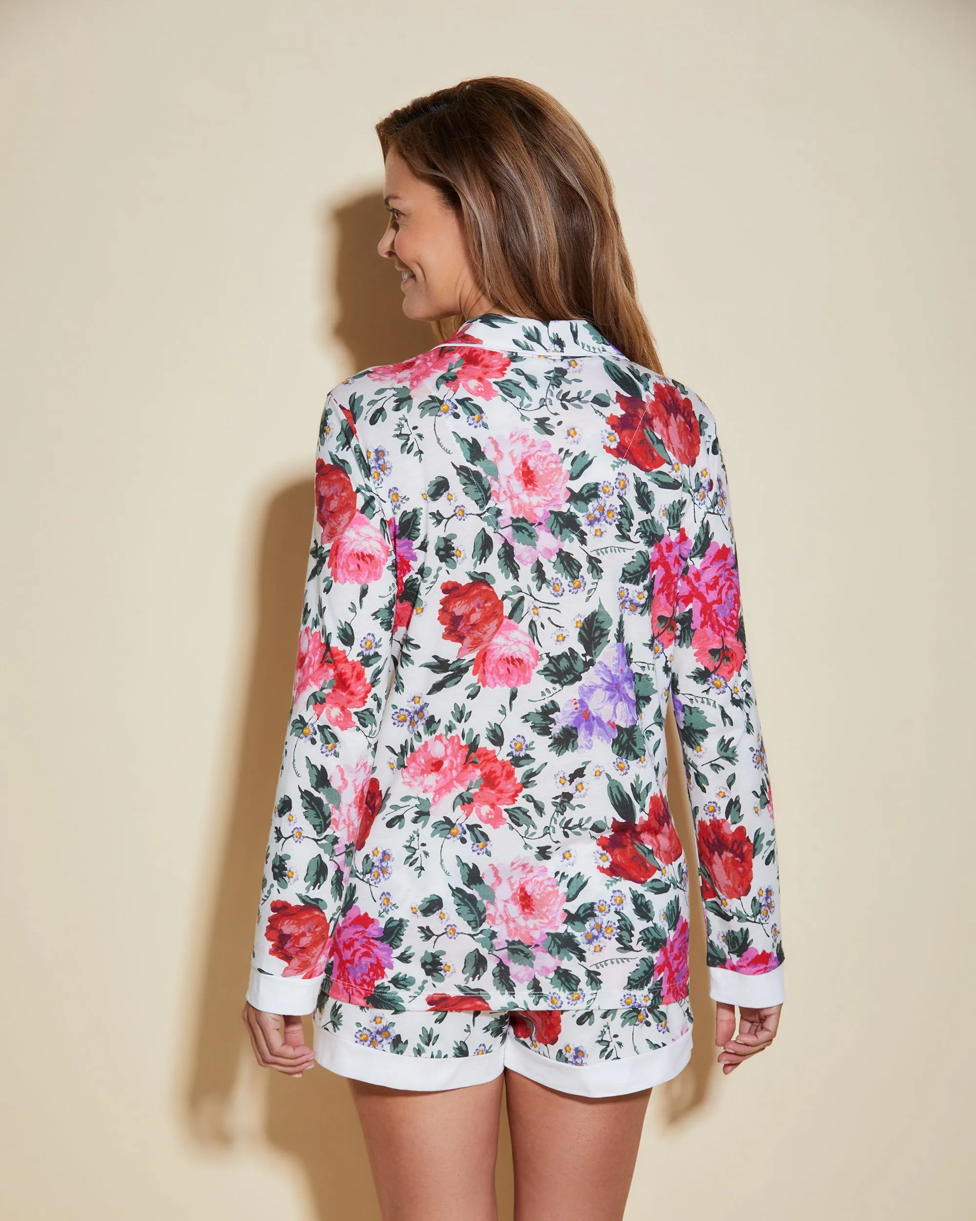 Printed Long Sleeve Top & Boxer Pajama Set
