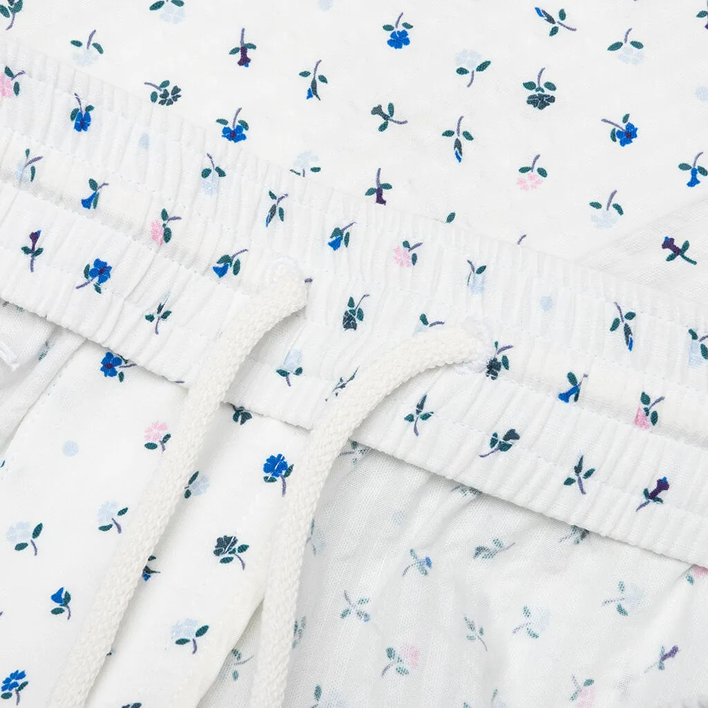 Printed Seersucker Cotton Bermuda Shorts - Cream/Green