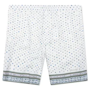 Printed Seersucker Cotton Bermuda Shorts - Cream/Green