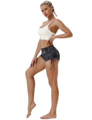 Printed Side Drawstring Hot Shorts dimgray brushcamo_yogastudio