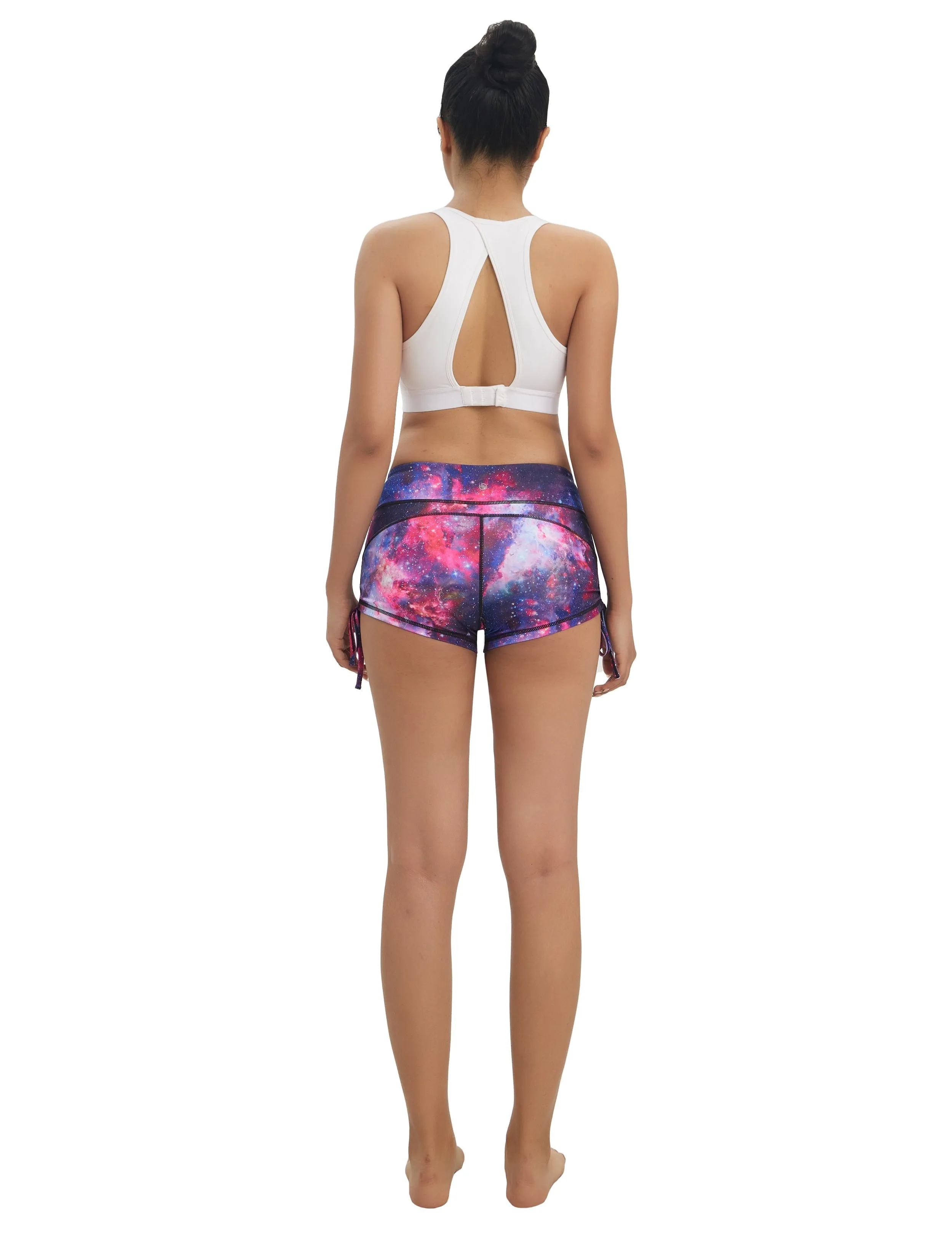 Printed Side Drawstring Hot Shorts galaxy_yogastudio