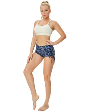Printed Side Drawstring Hot Shorts navy_leopard_Plus Size