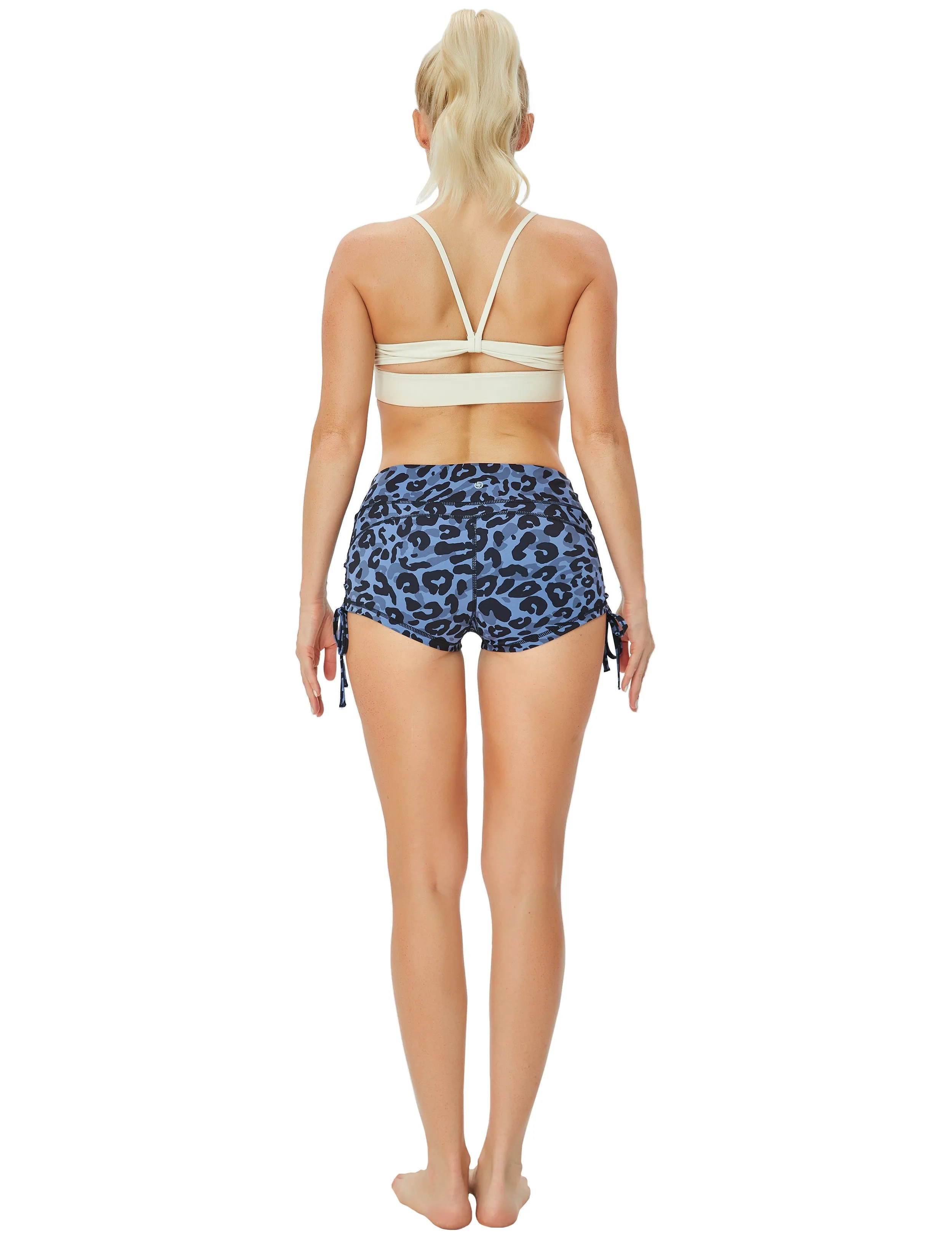 Printed Side Drawstring Hot Shorts navy_leopard_Plus Size
