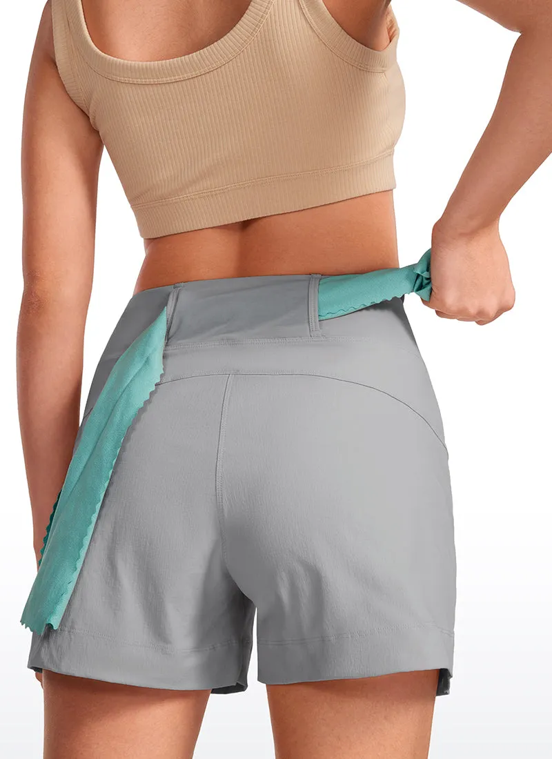 Ripstop Mid-Rise Hiking Shorts with Zip Pockets 4''