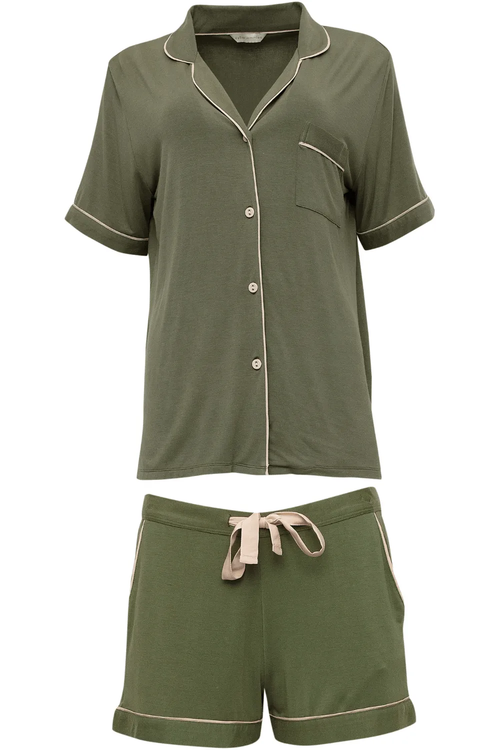 Savannah Olive Revere Jersey Shorty Set
