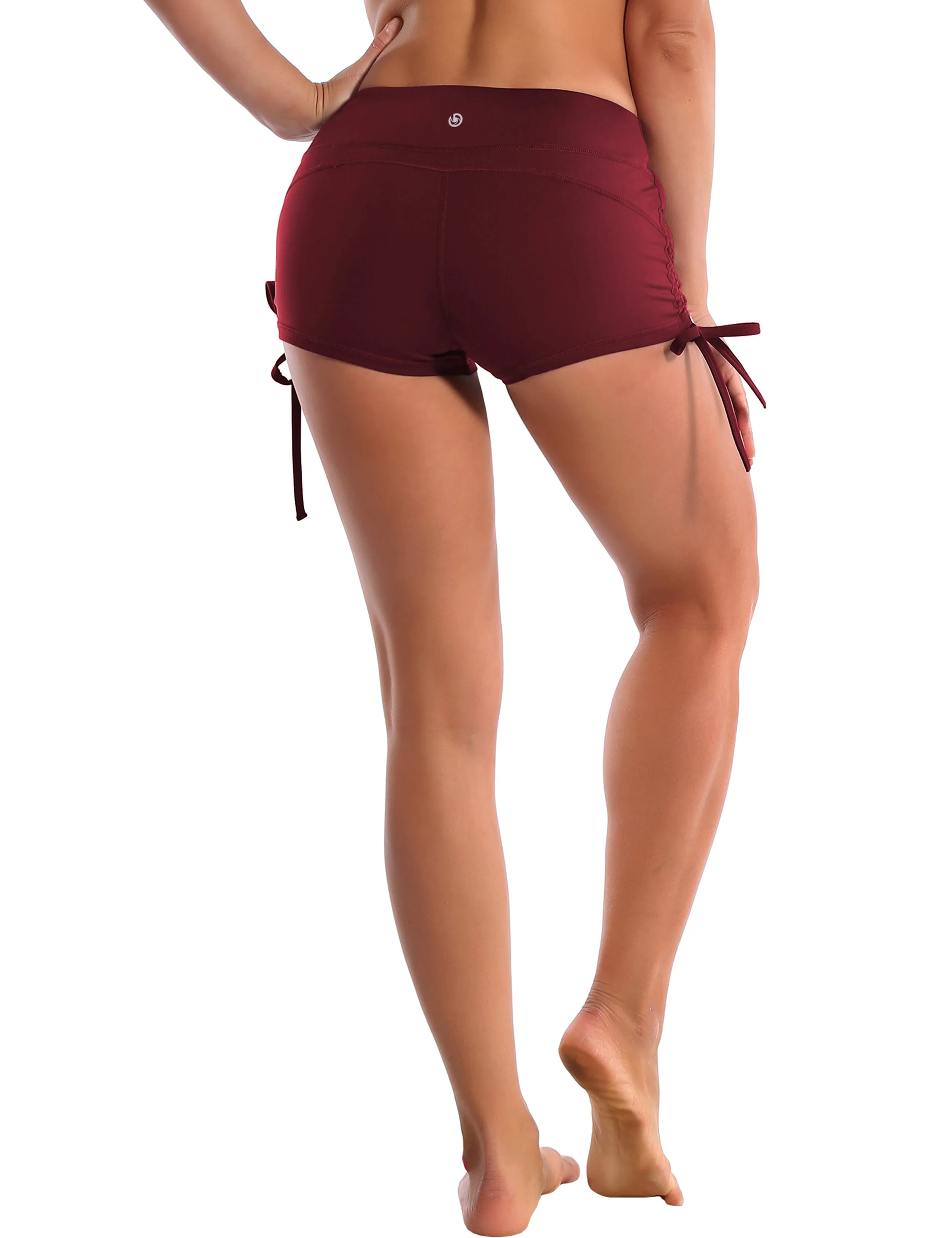 Side Drawstring Hot Shorts cherryred_Plus Size