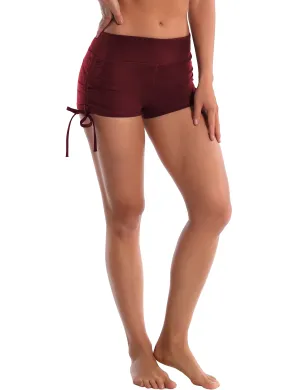 Side Drawstring Hot Shorts cherryred_Plus Size