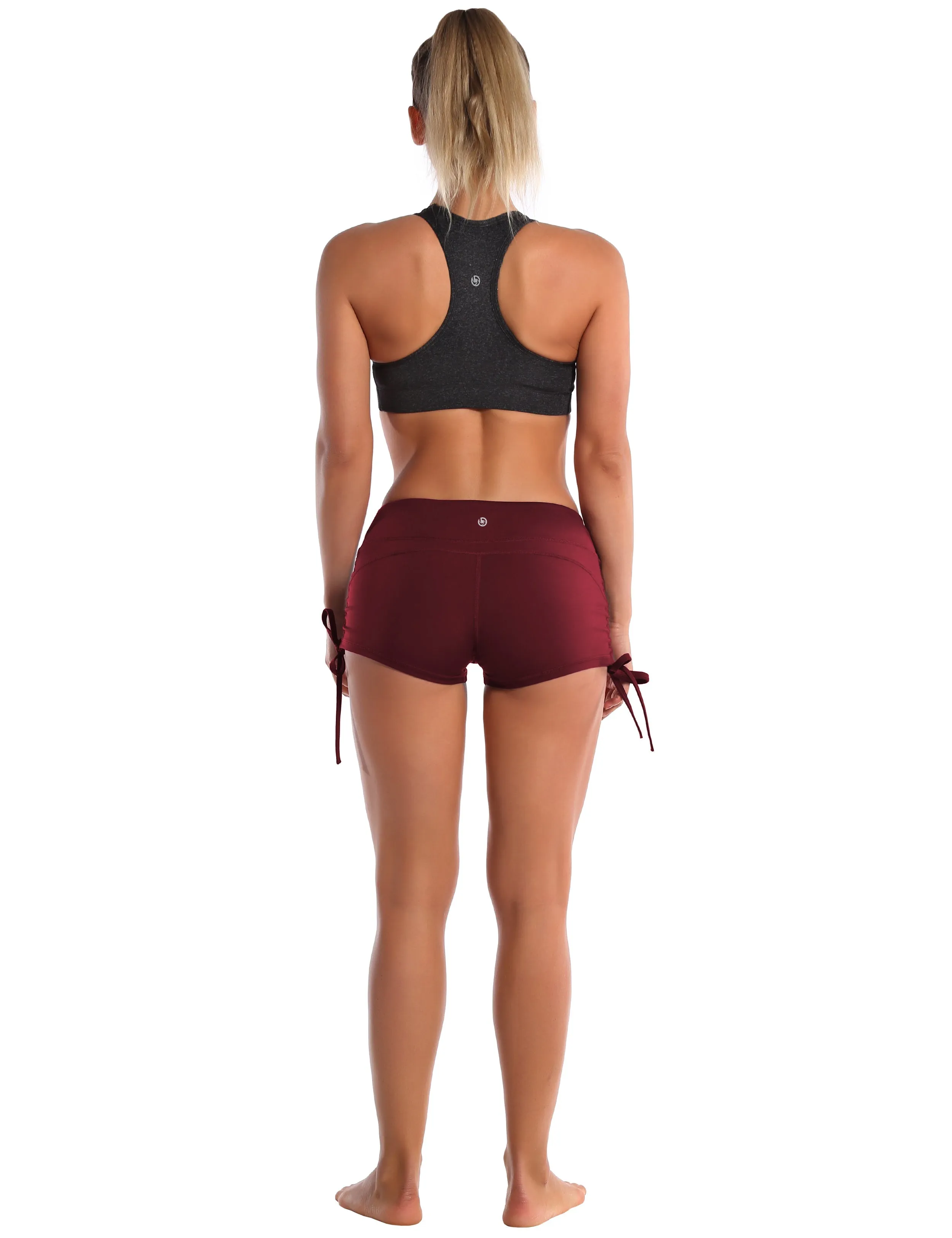 Side Drawstring Hot Shorts cherryred_Plus Size