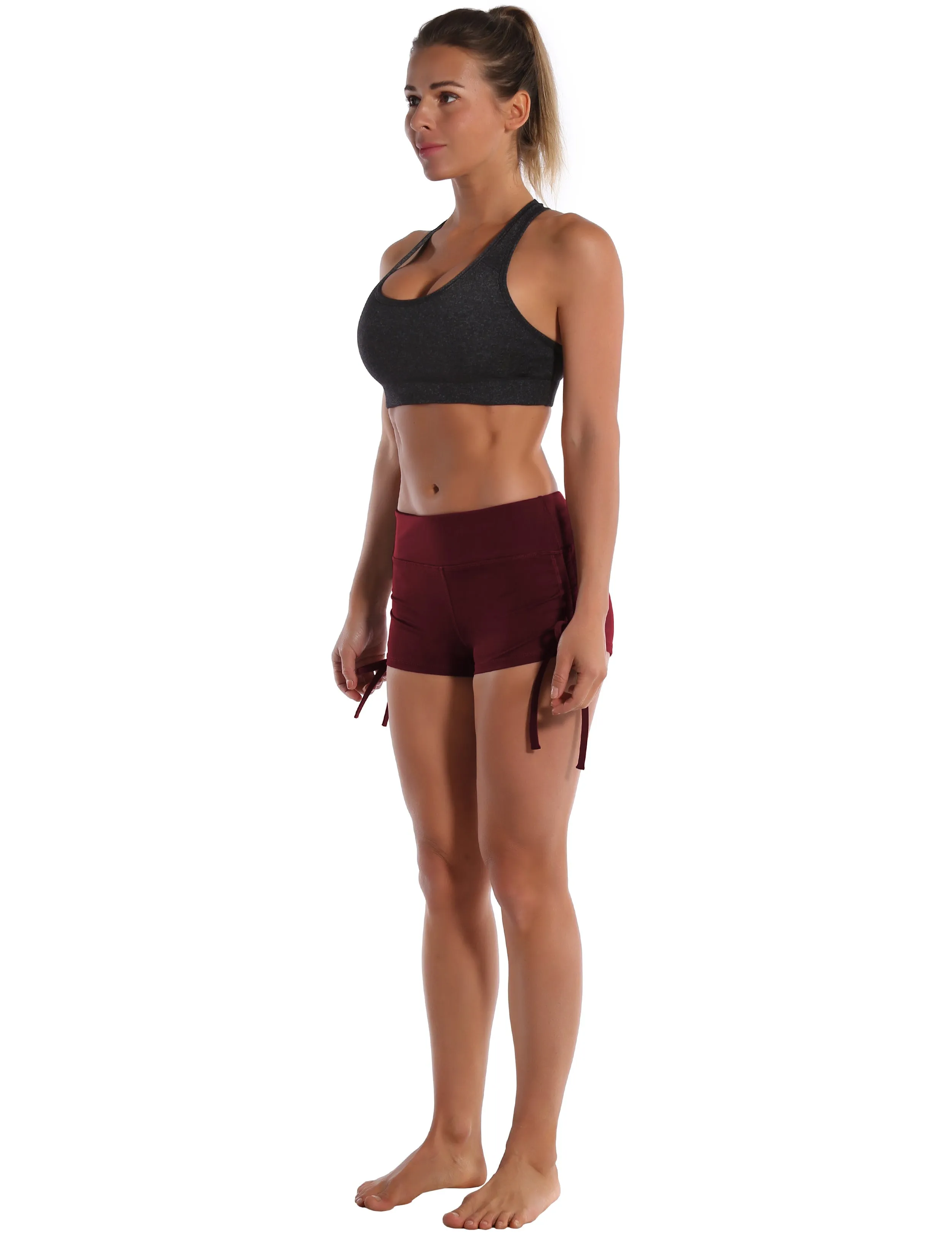 Side Drawstring Hot Shorts cherryred_Plus Size
