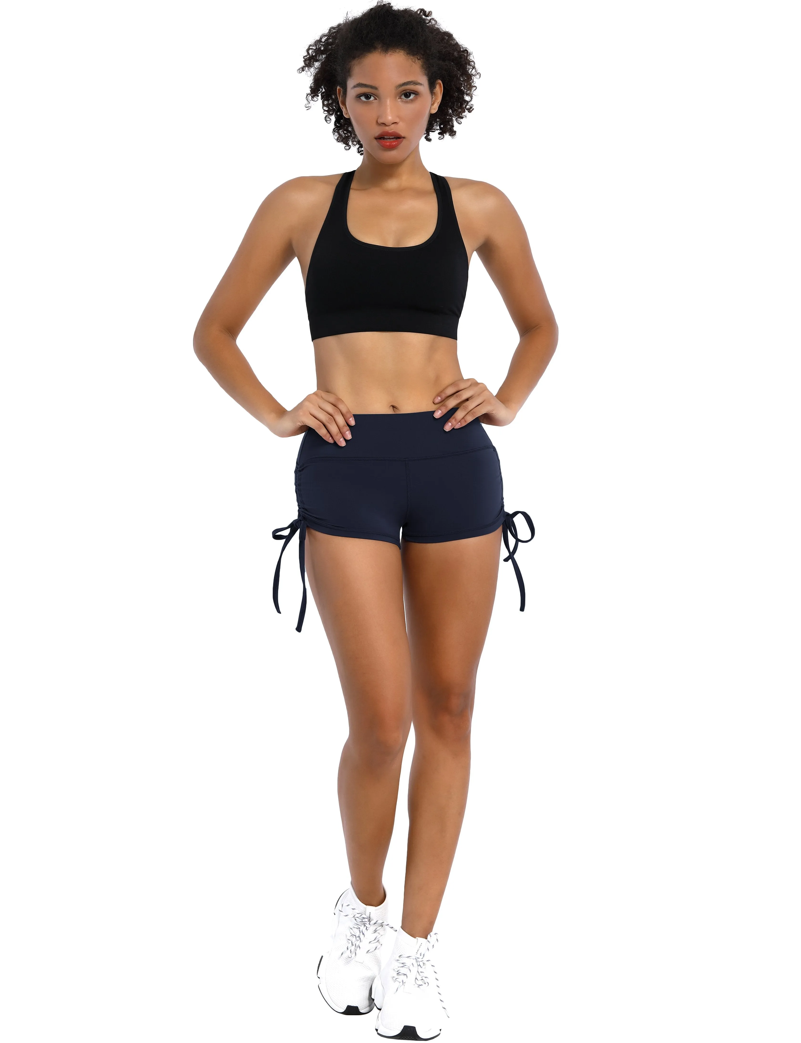 Side Drawstring Hot Shorts darknavy ins_Tall Size