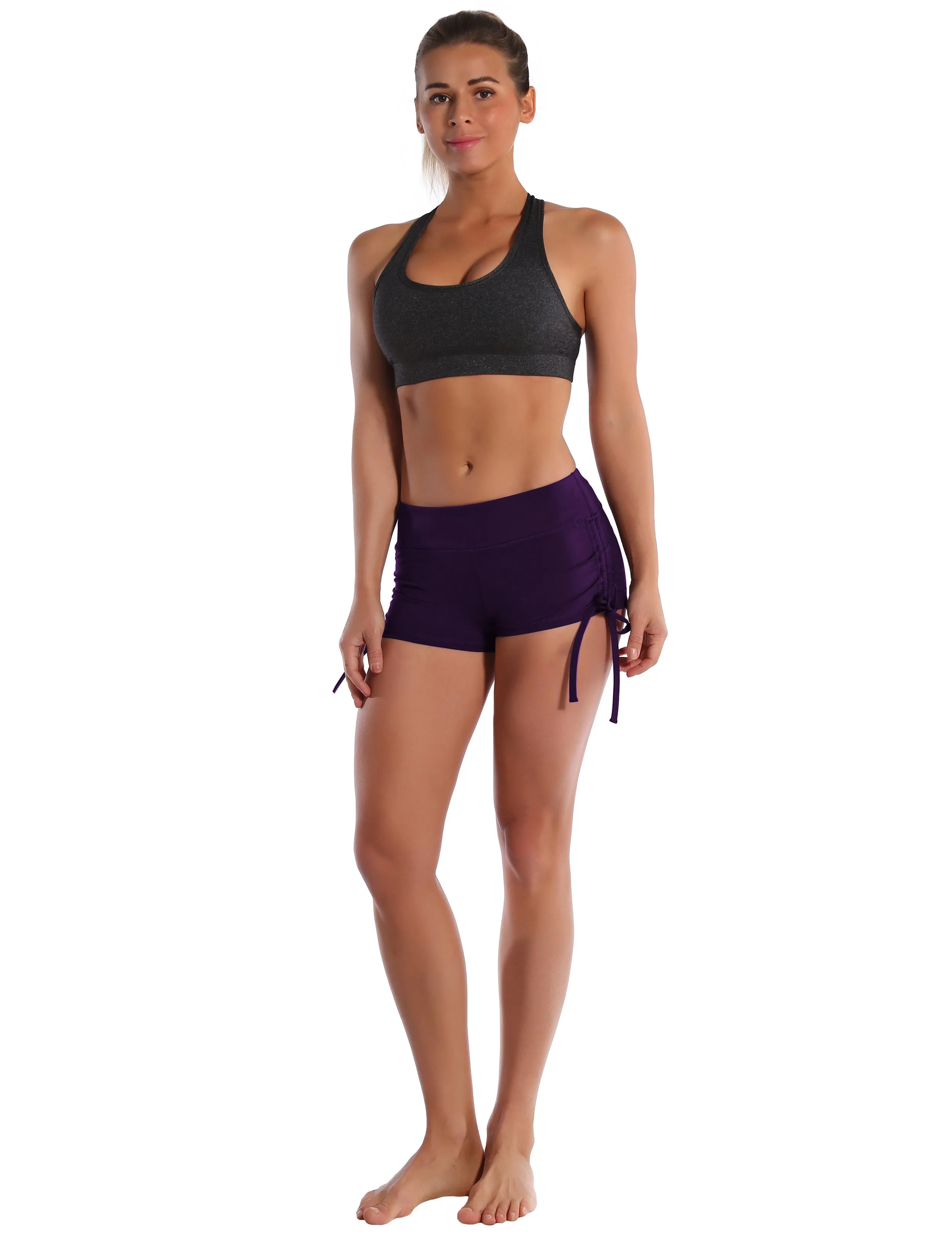 Side Drawstring Hot Shorts eggplantpurple_Tall Size