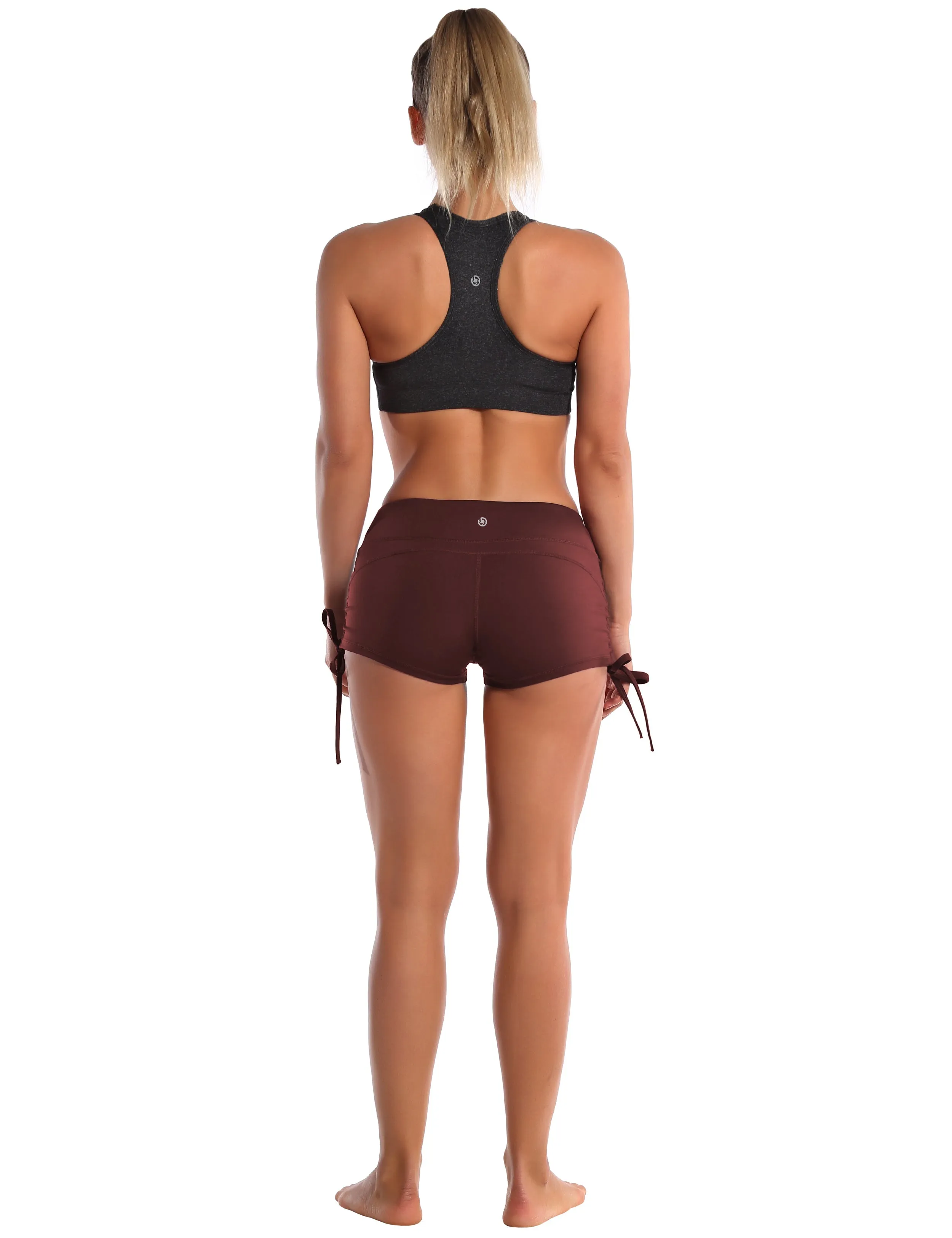 Side Drawstring Hot Shorts mahoganymaroon_yogastudio