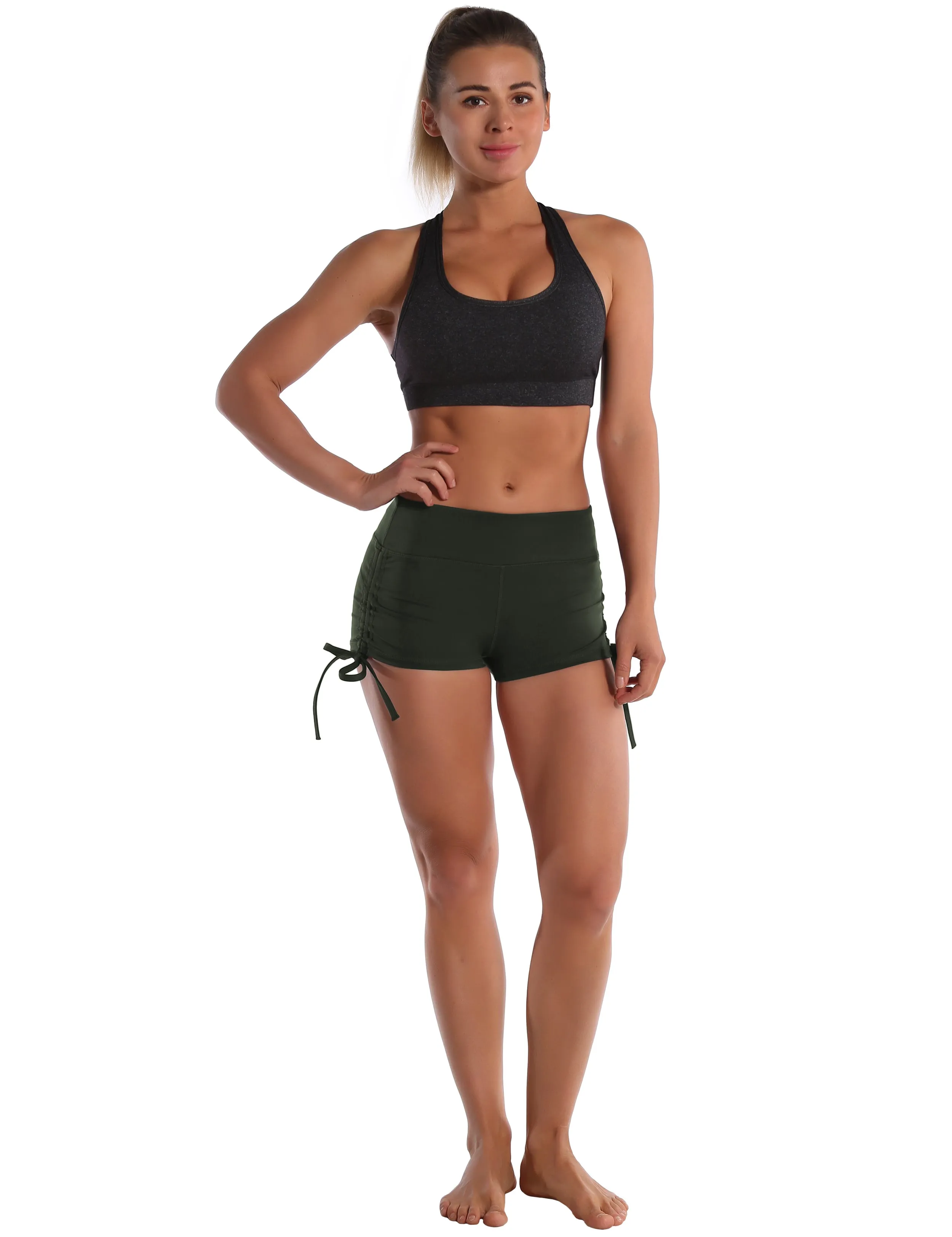 Side Drawstring Hot Shorts olivegray