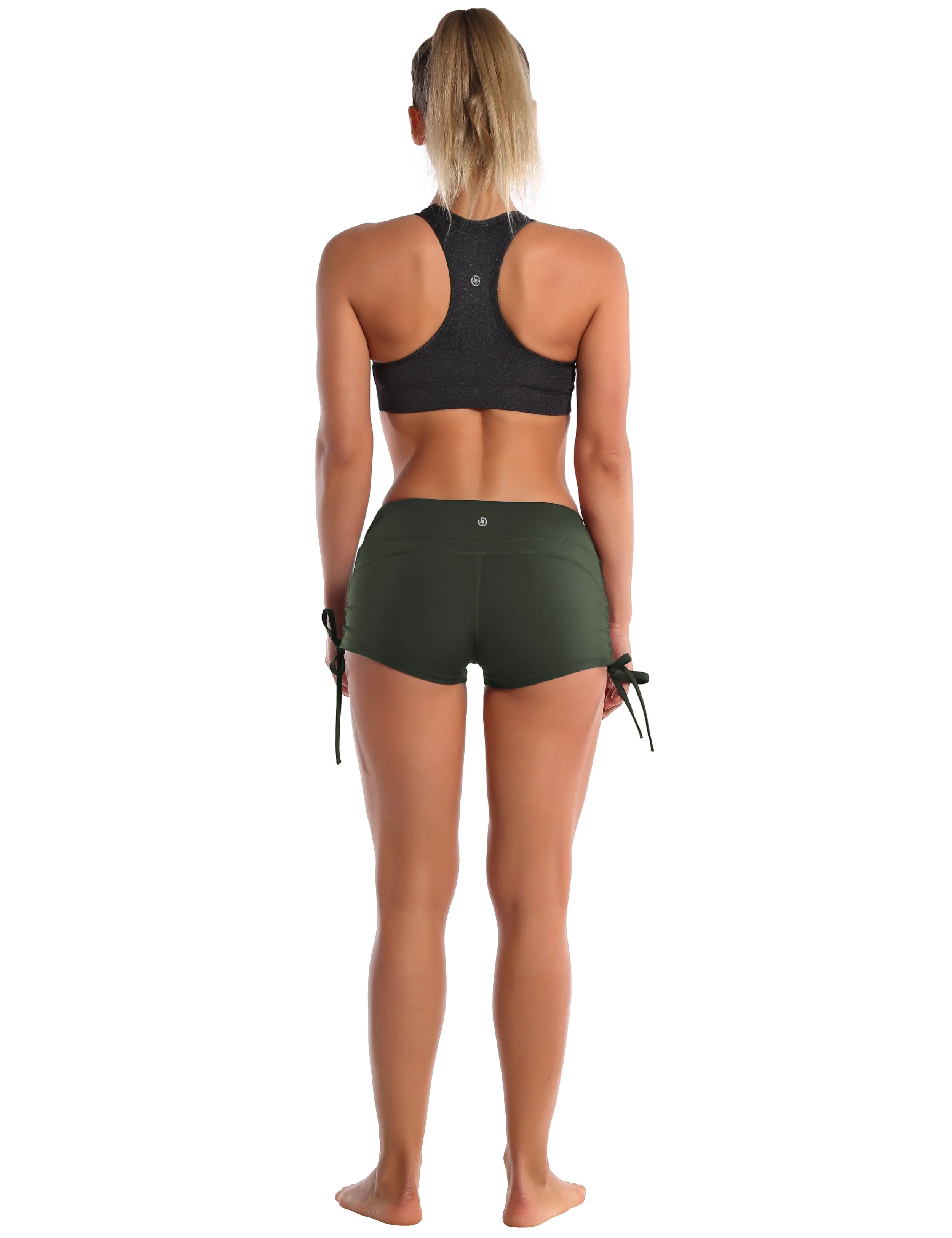 Side Drawstring Hot Shorts olivegray_Gym