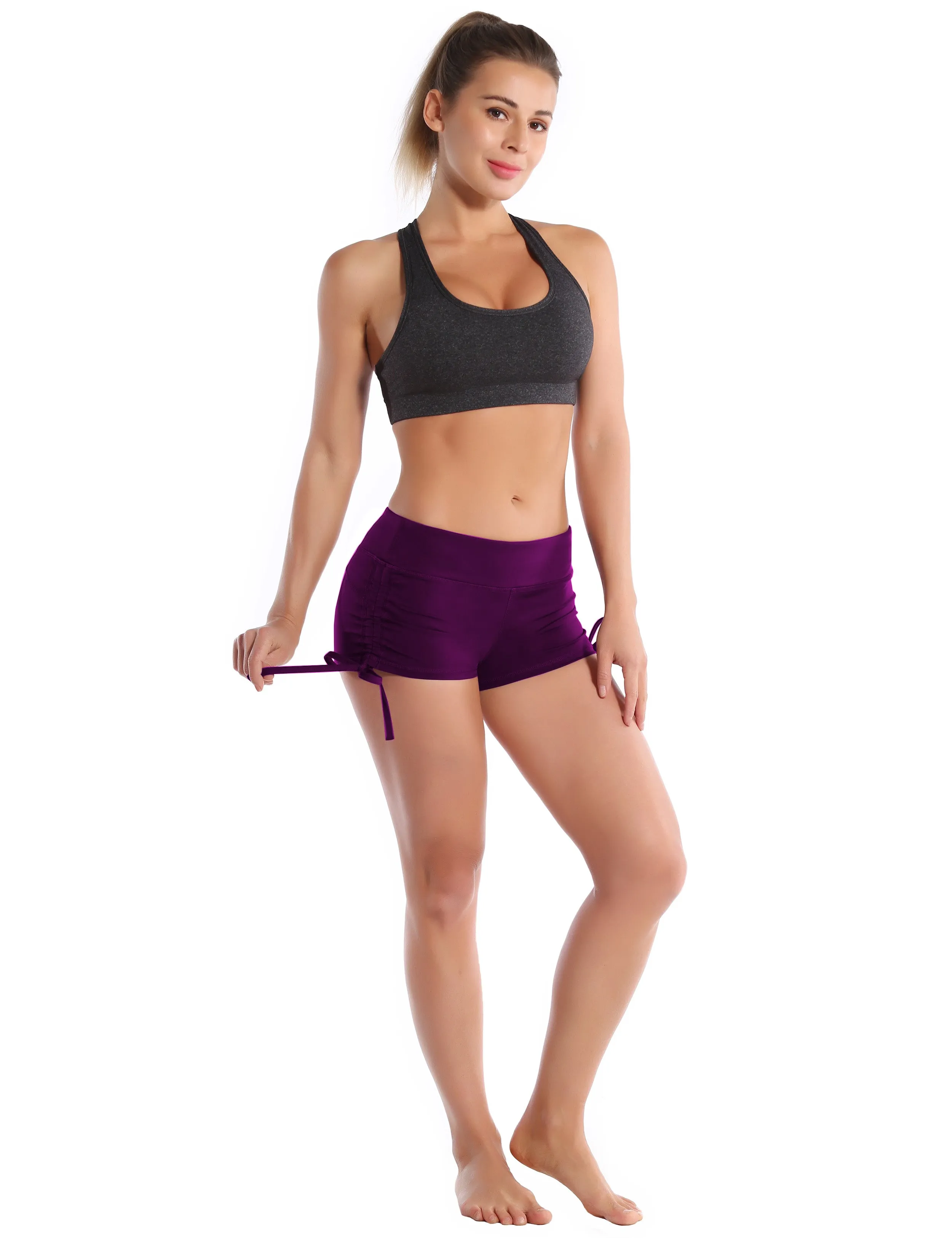Side Drawstring Hot Shorts plum_Jogging