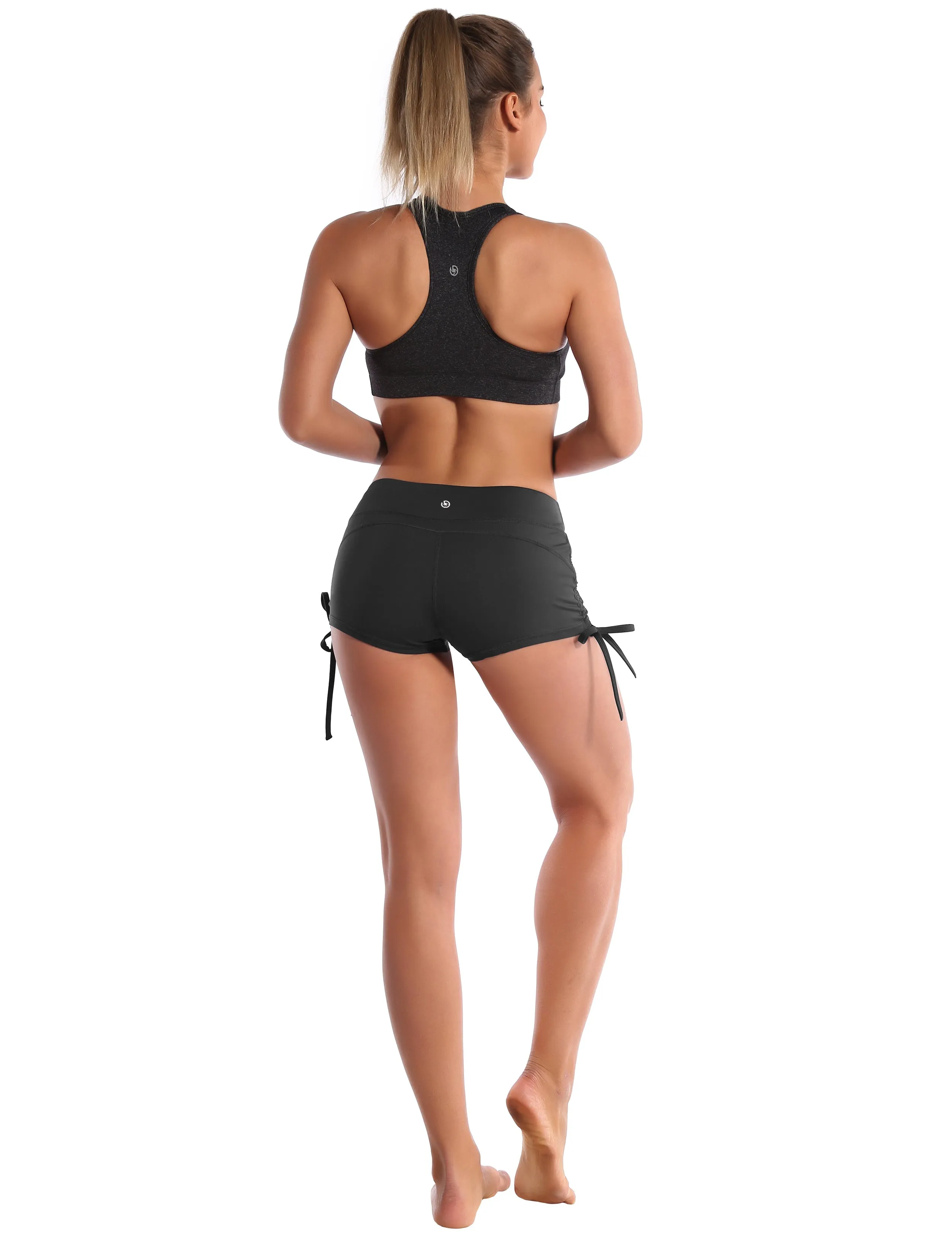 Side Drawstring Hot Shorts shadowcharcoal_yogastudio
