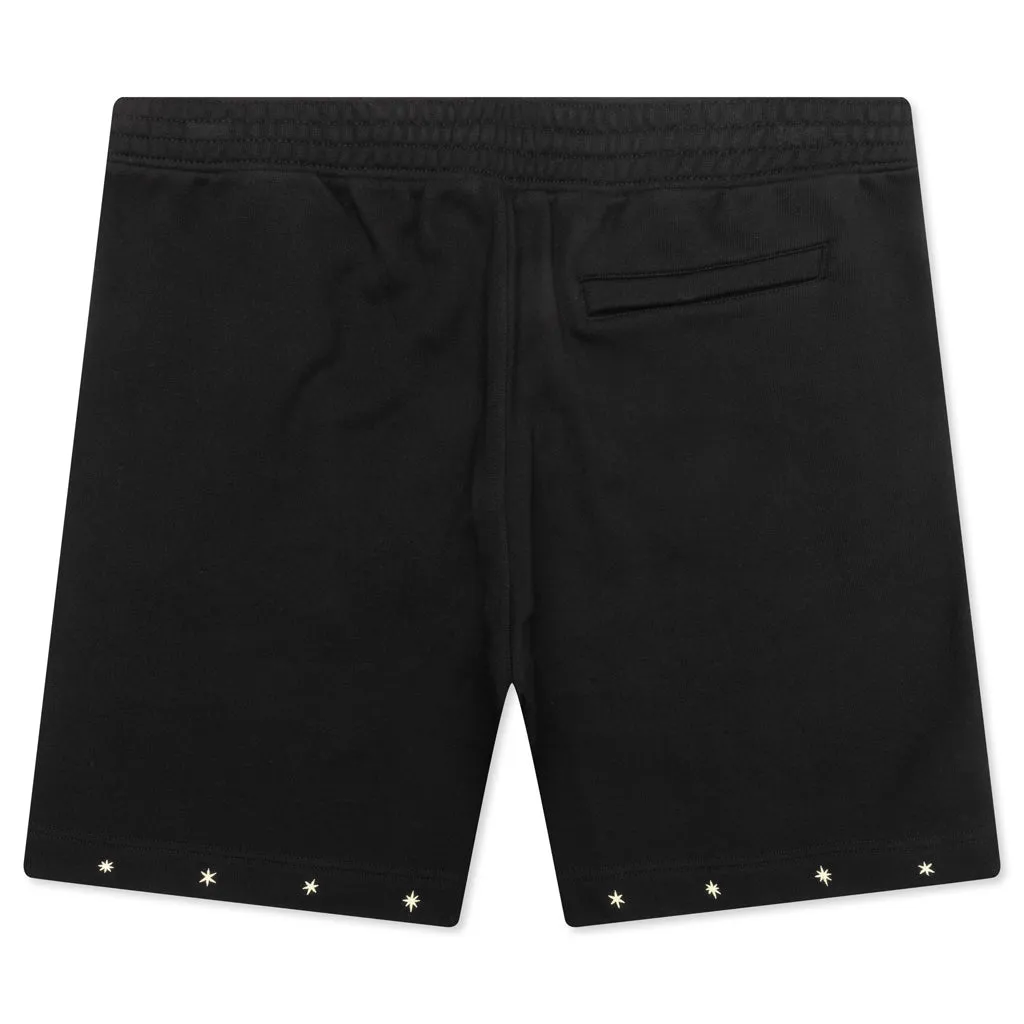 Star Print Board Shorts - Black
