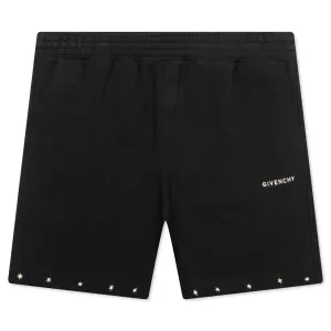 Star Print Board Shorts - Black