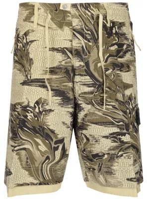 Stone Island Shadow Project Marbled Print Drawstring Shorts