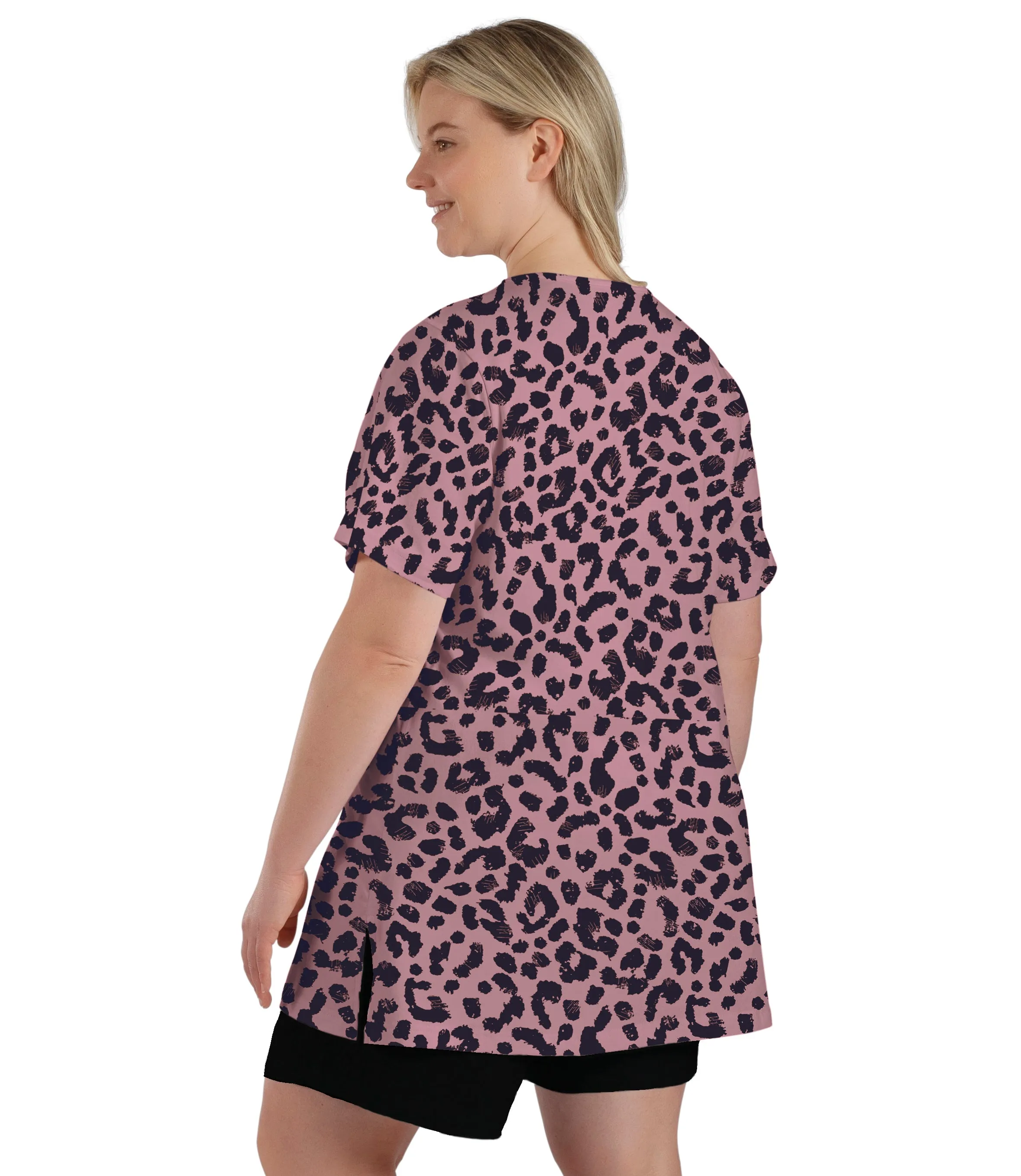 Stretch Naturals Lite V-Neck Short Sleeve Top Jungle Rose Print - FINAL SALE