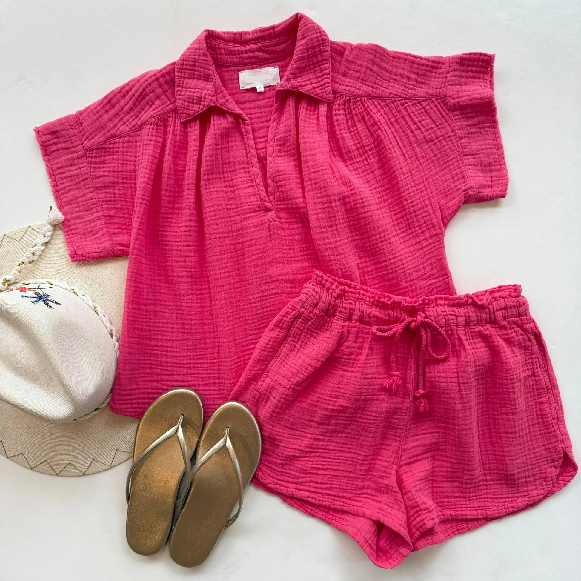 Xixchg003 Hot Pink Gauze Shorts